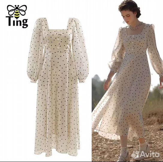 Платье в горошек на выпускной, вечернее новое s/m