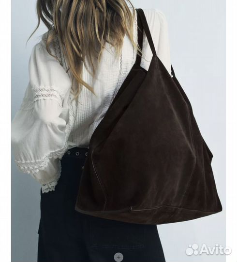 Zara сумка женская натуральная замша