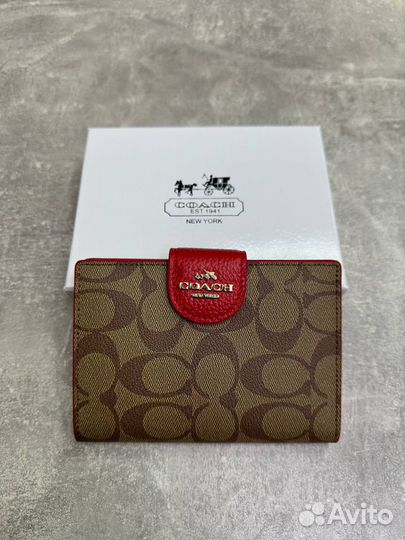 Кошелек coach из натуральной кожи люкс