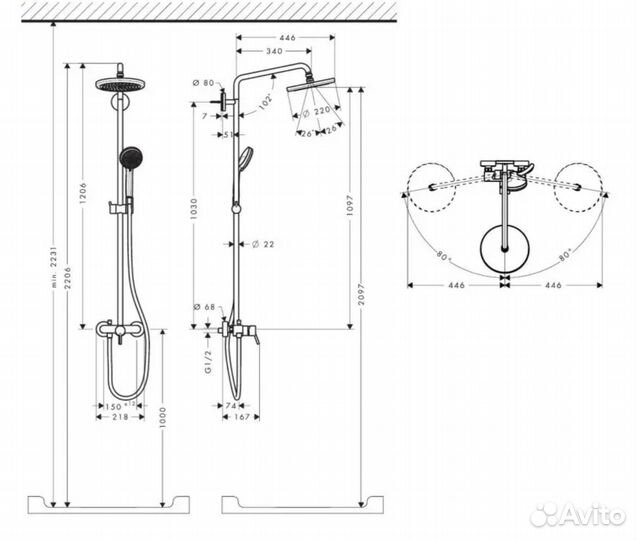 Душевая стойка Hansgrohe Croma 27222000