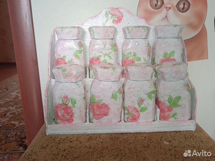 Полка с баночками под сыпучие товары-8 шт