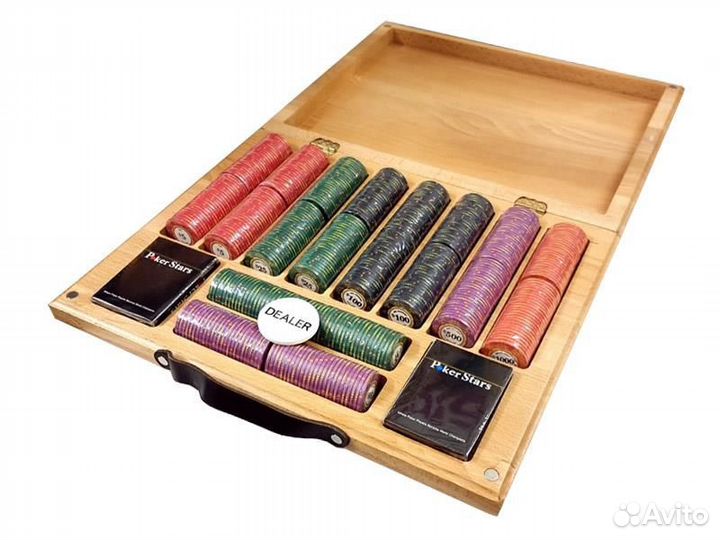 Набор для покера Black Stars на 500 фишек в кейсе из бука 62337