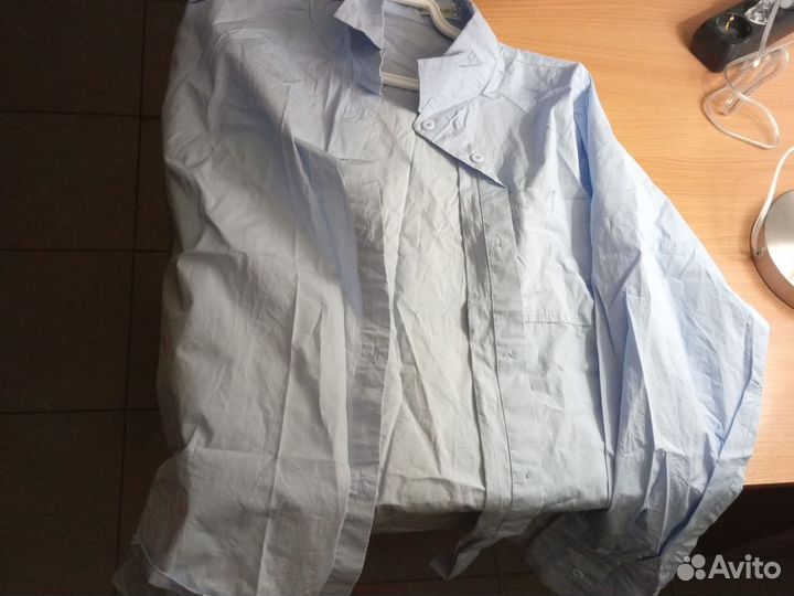 Рубашка мужская голубая однотонная