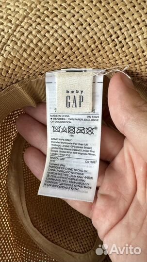 Шляпа соломенная детская gap