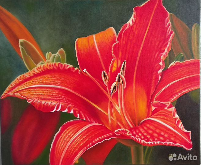 Картина маслом на холсте цветы интерьерные