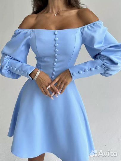 Платье голубое (44 размер)