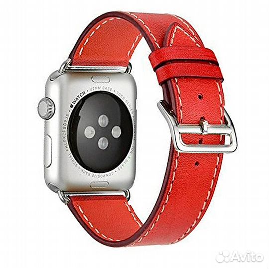 Ремешок кожаный для Apple Watch 38/40/41 красный