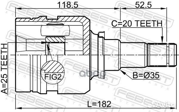 Шрус внутренний левый 25X35X20 0111-NZE140 Febest