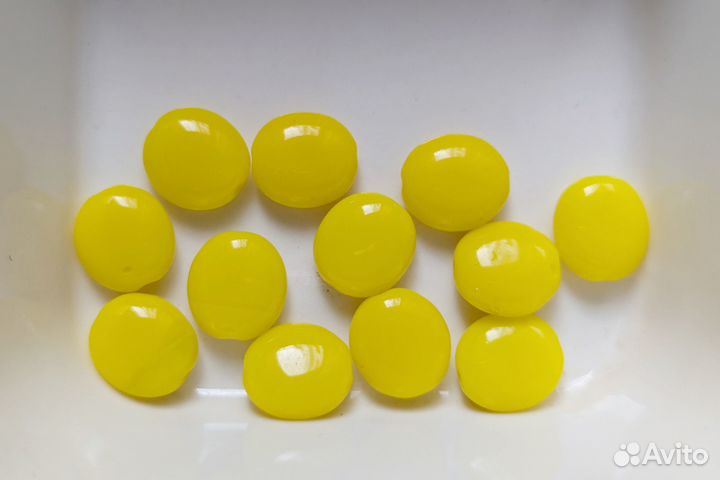 Бусины-подушечки желтое стекло, набор 12шт