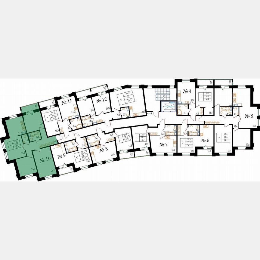 3-к. квартира, 88,9 м², 2/8 эт.