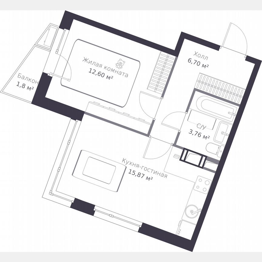 1-к. квартира, 39,5 м², 5/11 эт.