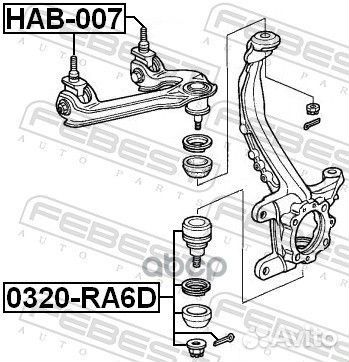 HAB-007 сайлентблок верхнего рычага Honda Odys