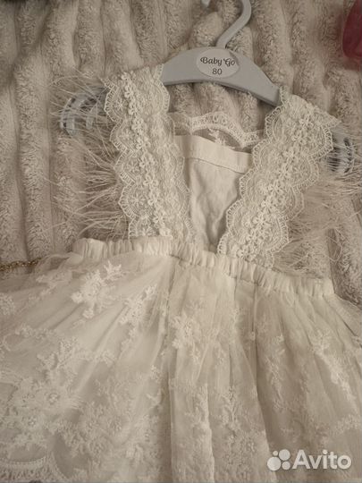 Платье-боди с перьями для девочки