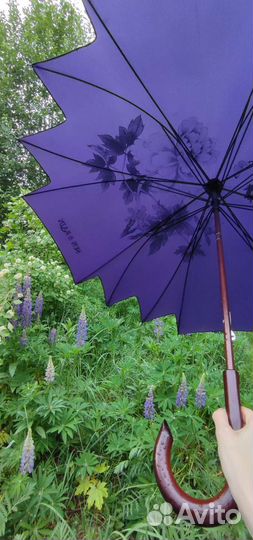 Зонт трость женский фиолетовый с фигурным краем