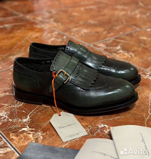 Santoni Размер UK 7 1/2 Новые монки на меху