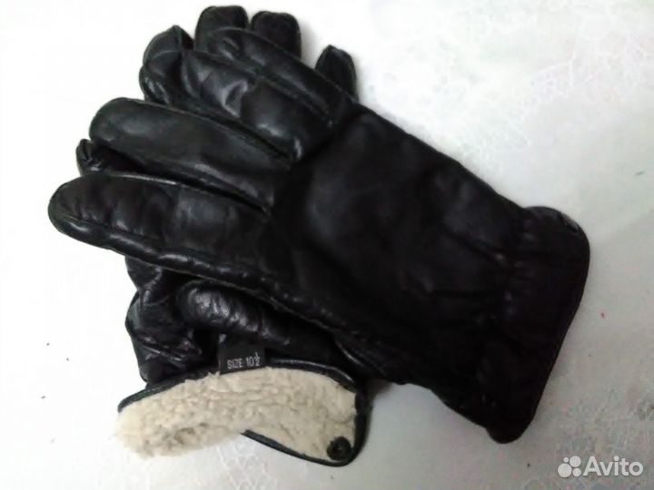 Мужские кожаные перчатки зимние