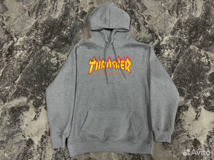 Худи Thrasher Classic Logo & Flame новые на флисе