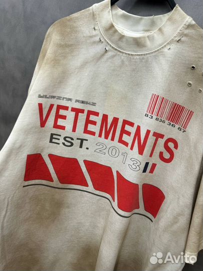 Футболка Vetements speed оверсайз рваная
