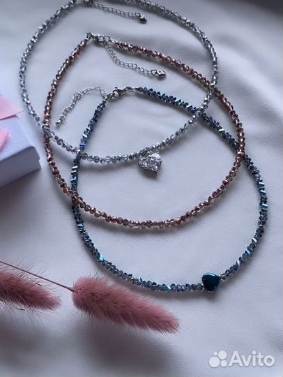 Колье чокер и серьги ручной работы