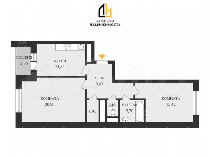 2-к. квартира, 68,2 м², 7/17 эт.