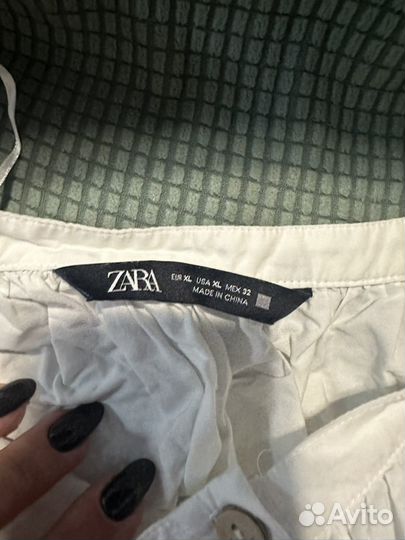 Белое летнее свободное платье Zara XL хлопковое