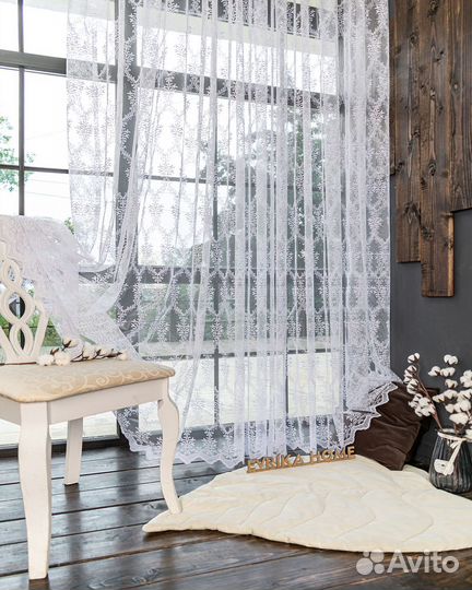 Микросетка с вышивкой тюль Лилиан Белый