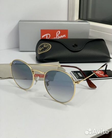 Очки ray ban round metal голубой