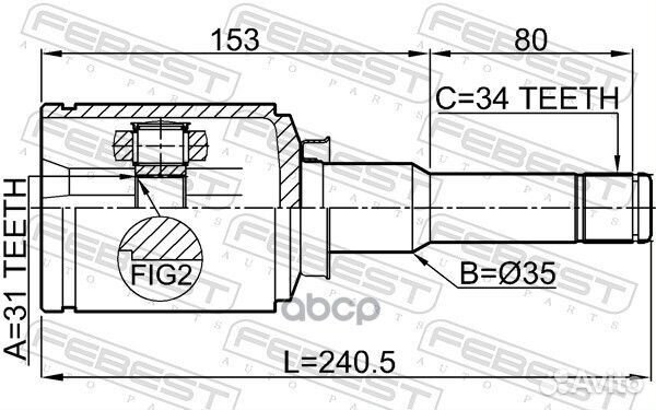 Шрус внутренний левый 31X35X34 1011-J300LH Febest