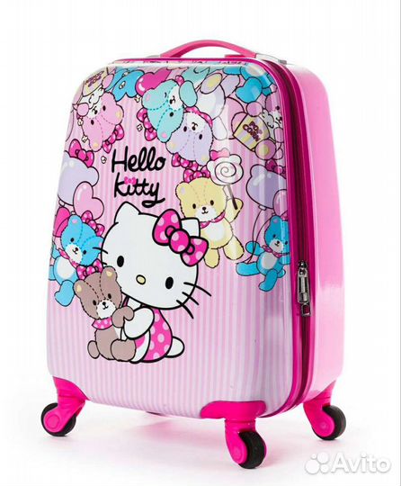 Детский чемодан на колесах Hello Kitty с мишками