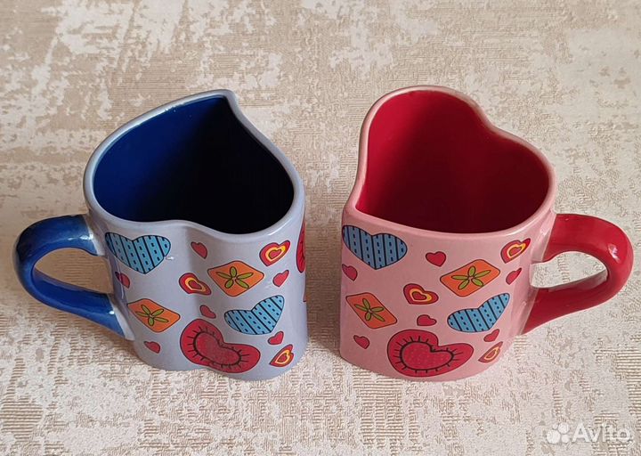 Кружки, форма сердце, пара, новые