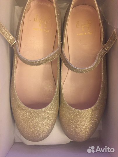 Туфли Балетки золотые 33
