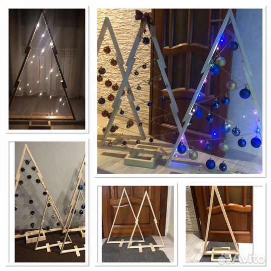 Новогодняя деревянная елка, ручная работа