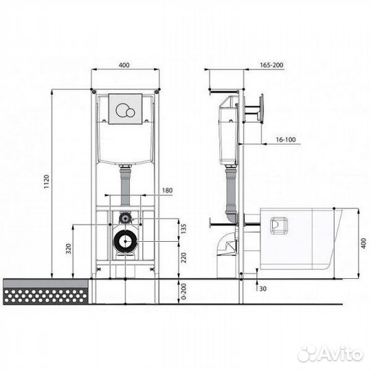 Инсталляция и подвесной унитаз. Комплект