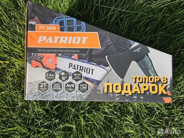 Пила бензиновая Patriot PT 3816 + Топор. Новая