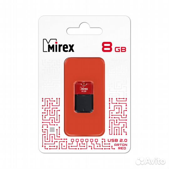 Флешка 8GB Mirex Arton, USB 2.0, Красный