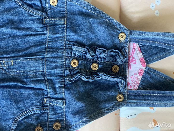 Джинсовый комбинезон для девочки 9-12