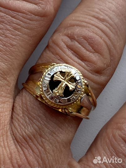 Мужская золотая печатка 585
