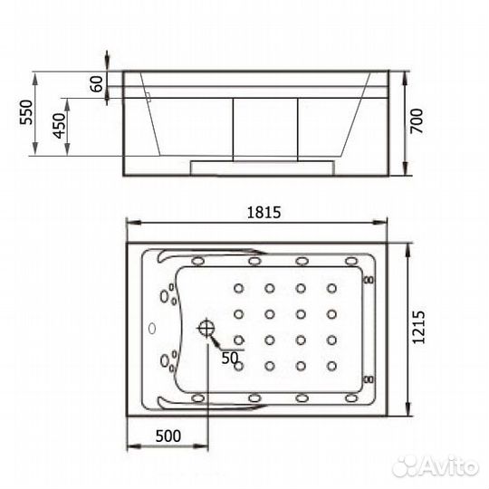 Акриловая ванна Gemy G9061 K R 181х121 см