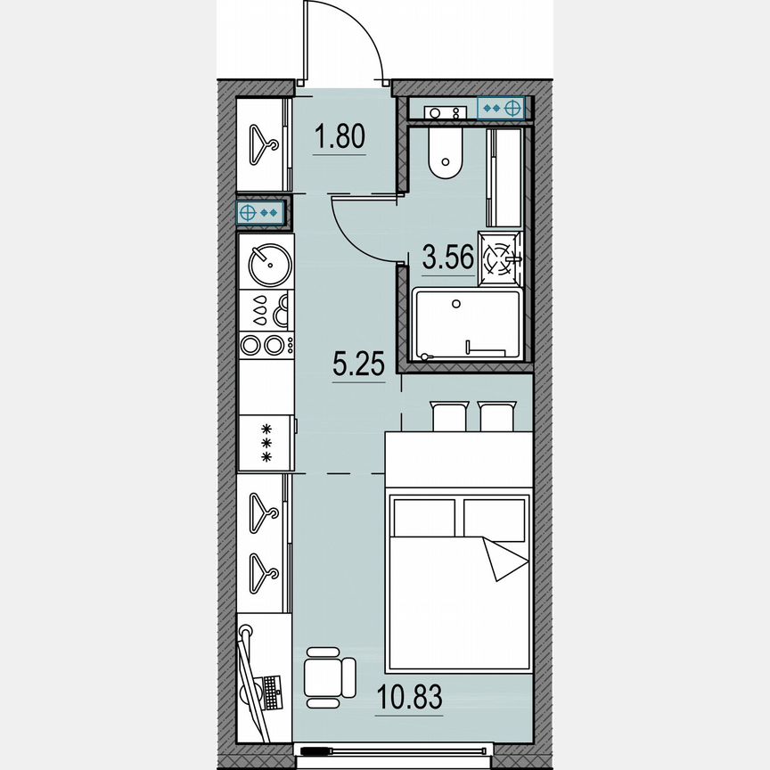 Квартира-студия, 21,5 м², 9/17 эт.