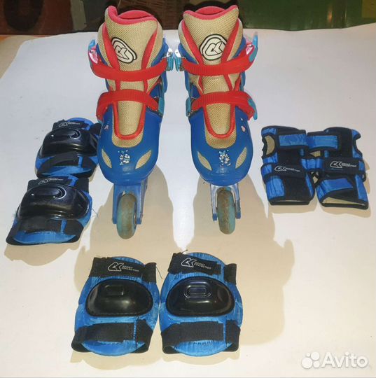 Детские ролики раздвижные + защита р. 31-34