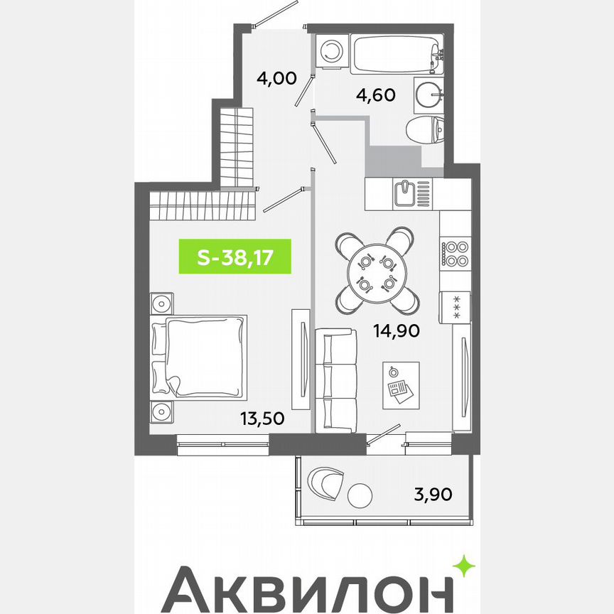 1-к. квартира, 38,2 м², 11/12 эт.