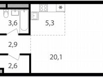 Квартира-студия, 34,5 м², 17/18 эт.