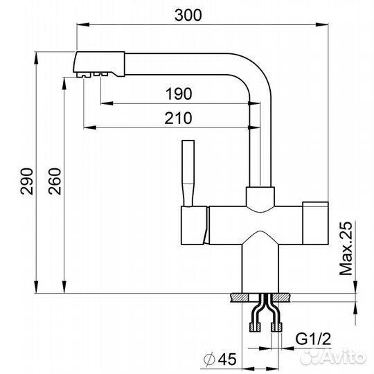 Смеситель для кухни point PN3104 белый/хром PN3104W