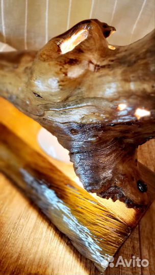 Светильник из натурального дерева + подсвечник