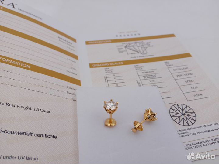 Серьги с муассанитом, серебро 925