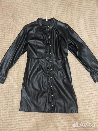 Кожаное платье mango