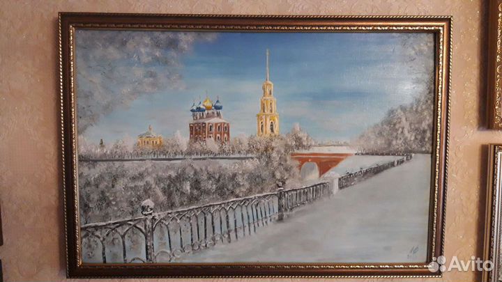 Картина маслом Рязанский Кремль Зима