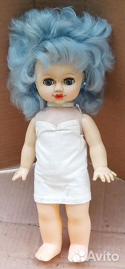 Кукла Мальвина 34 см винтаж СССР голубые волосы
