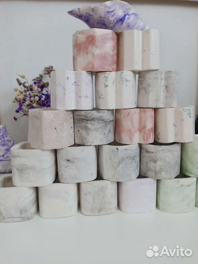 Подсвечники, стаканчики для свечи из гипса