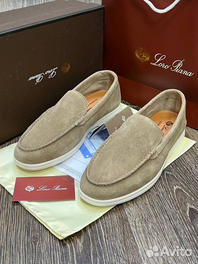 Лоферы мужские loro piana замшевые